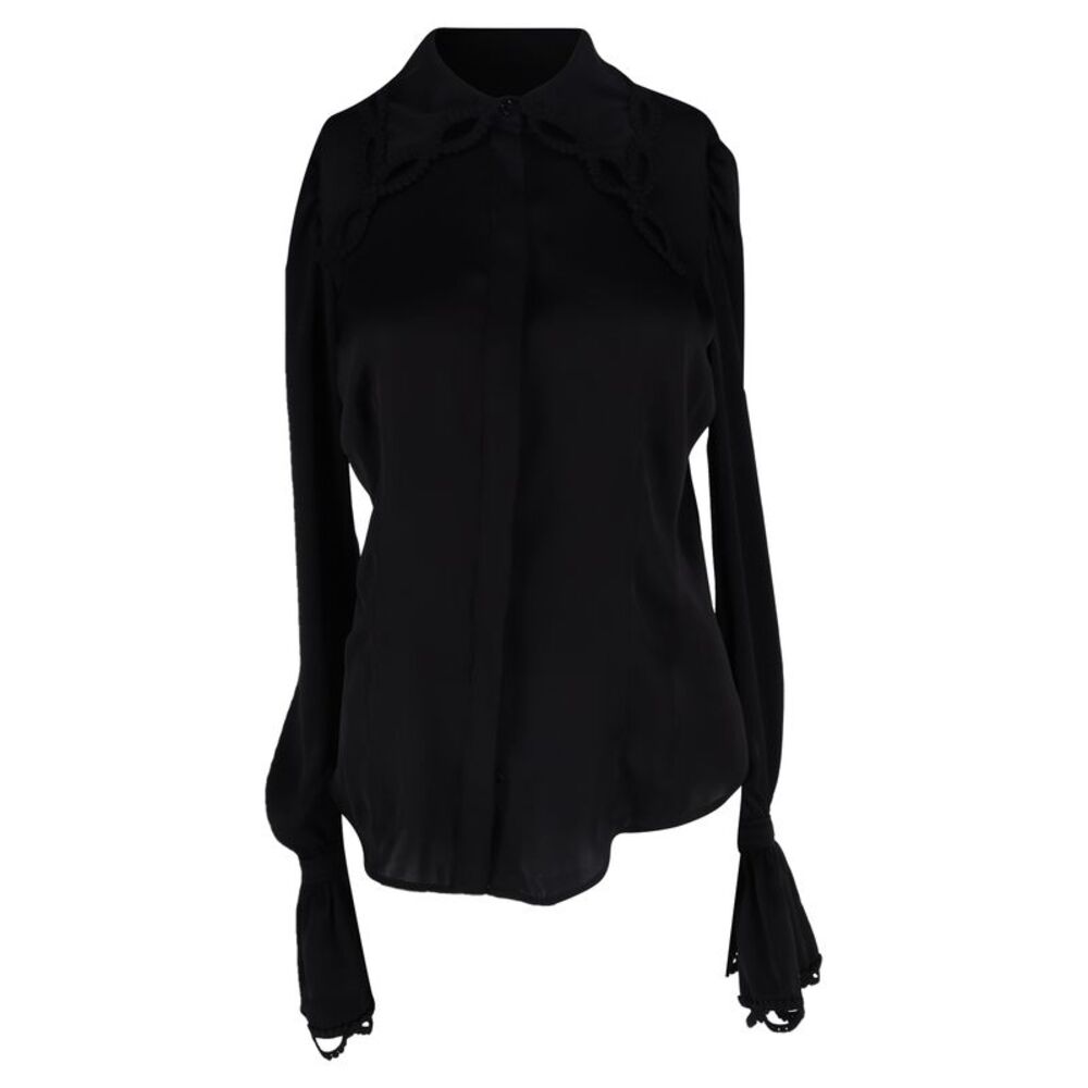 Paco Rabanne Wide Cuff Sleeves Blouse in Black Polyester